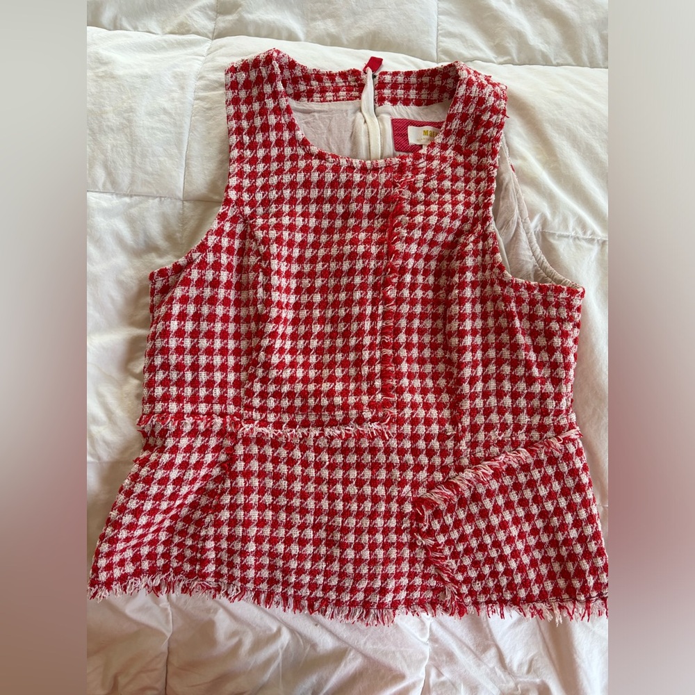 Maeve Red and White Boxy Sleeveless Tank Top